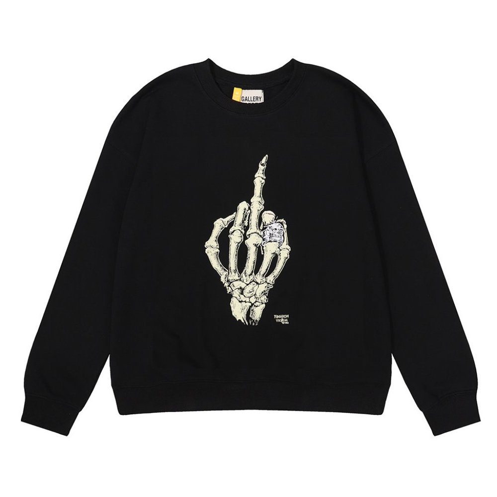 Gallery Dept Skull Hand Bone Print Crew Neck Sweatshirt
